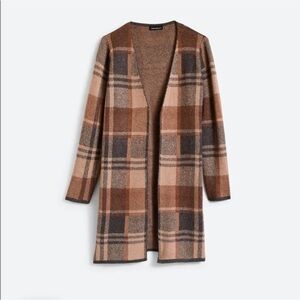 Cozy Plaid Open-Front Cardigan